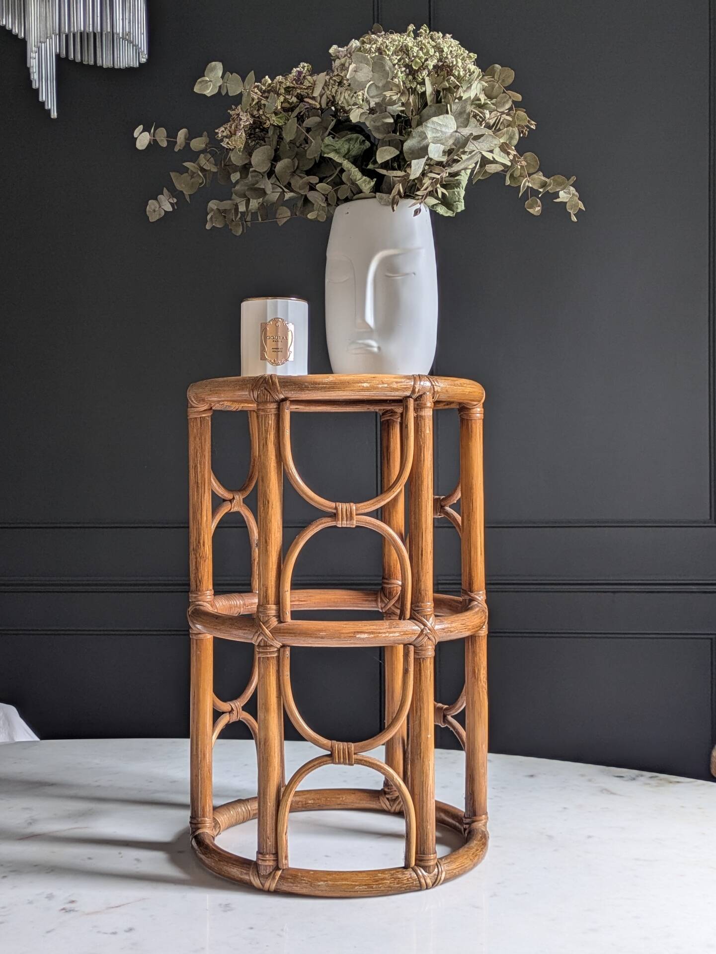 Plant stand, vintage side table, 1970s bamboo.