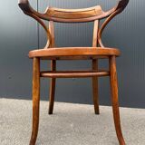 Fischel bistro armchair in wood and canework from the 50s/60s