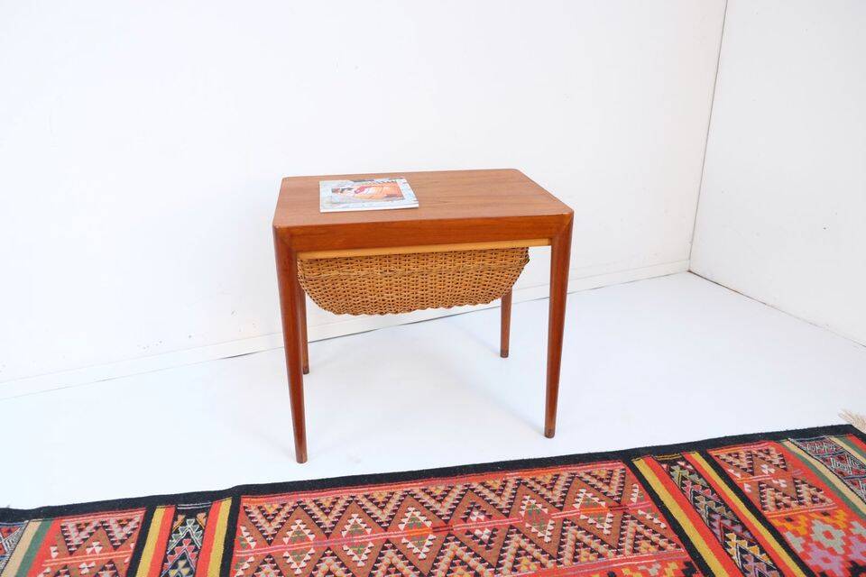 Mid-20th century Danish sewing table/side table in teak, Haslev Hansen