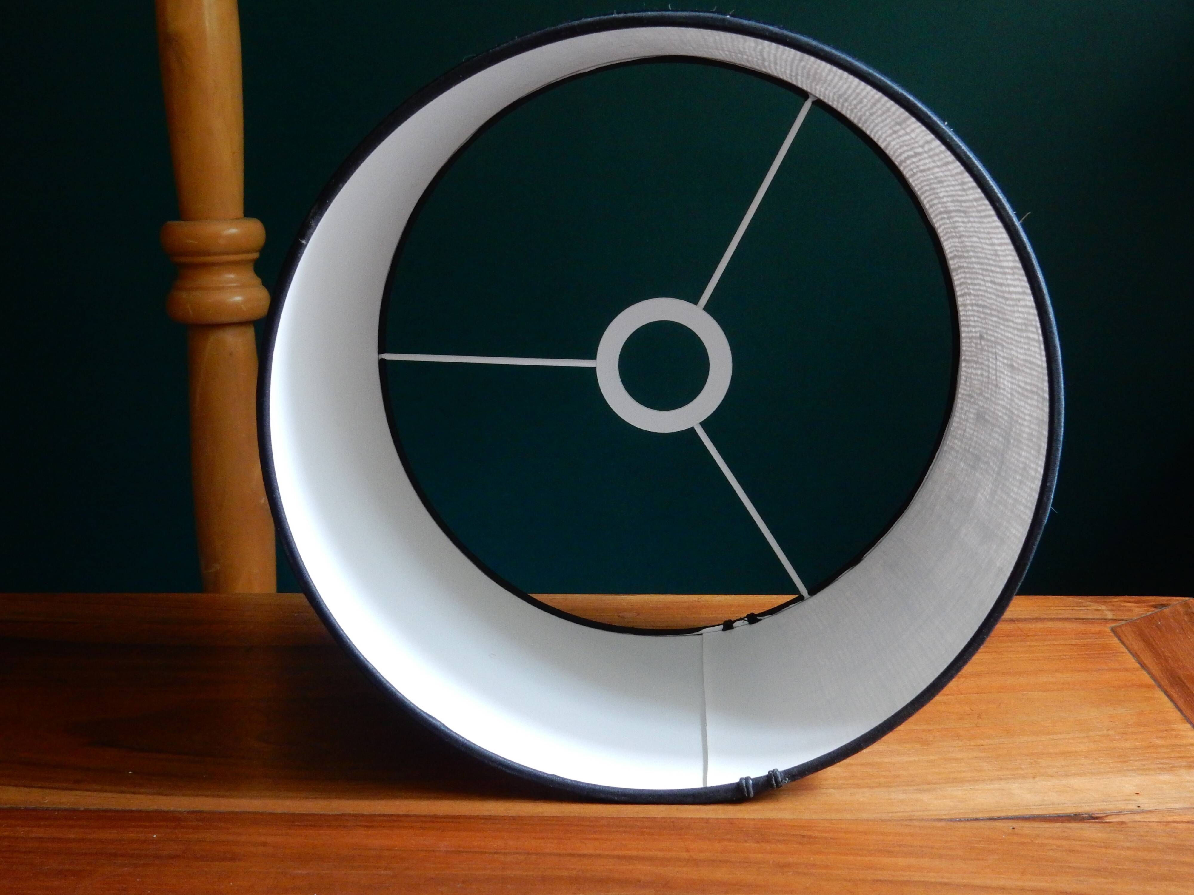 Large cylindrical lampshade in vintage burlap