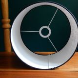 Large cylindrical lampshade in vintage burlap