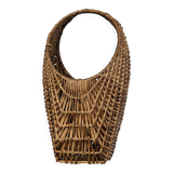 Large-handled woven wicker basket