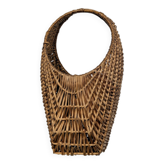 Large-handled woven wicker basket