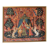 Large embroidered canvas "The Lady and the Unicorn" – To my only desire – Framed