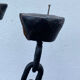 Brutalist iron and wood chain candle holder from the 1970s