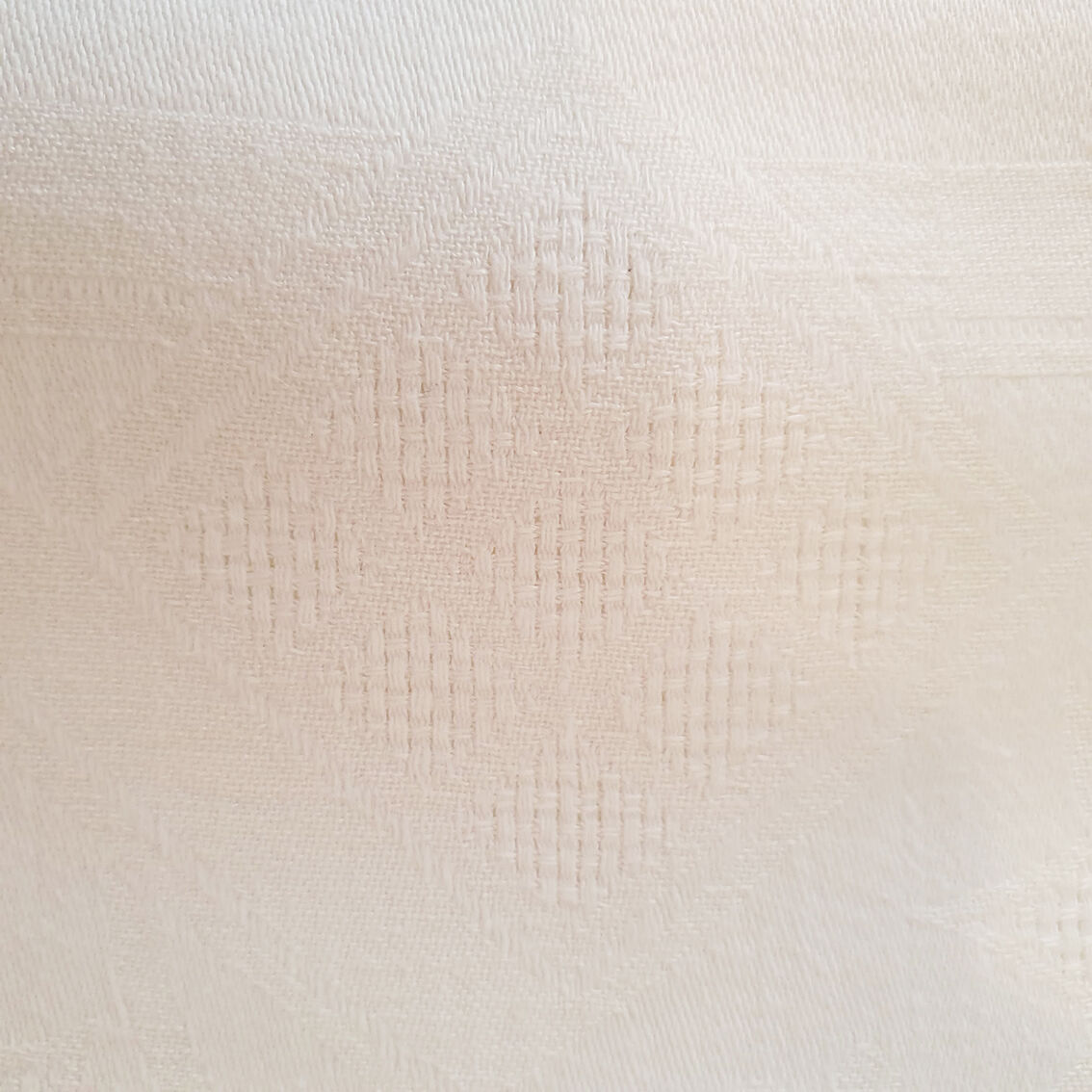 Old rectangular white tablecloth damask and monogrammed