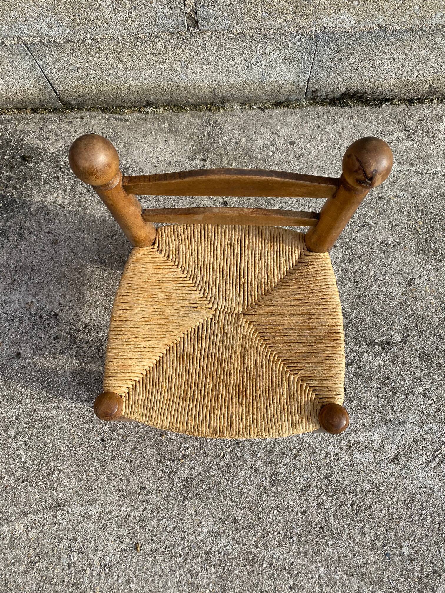 Wooden and straw children's chair
