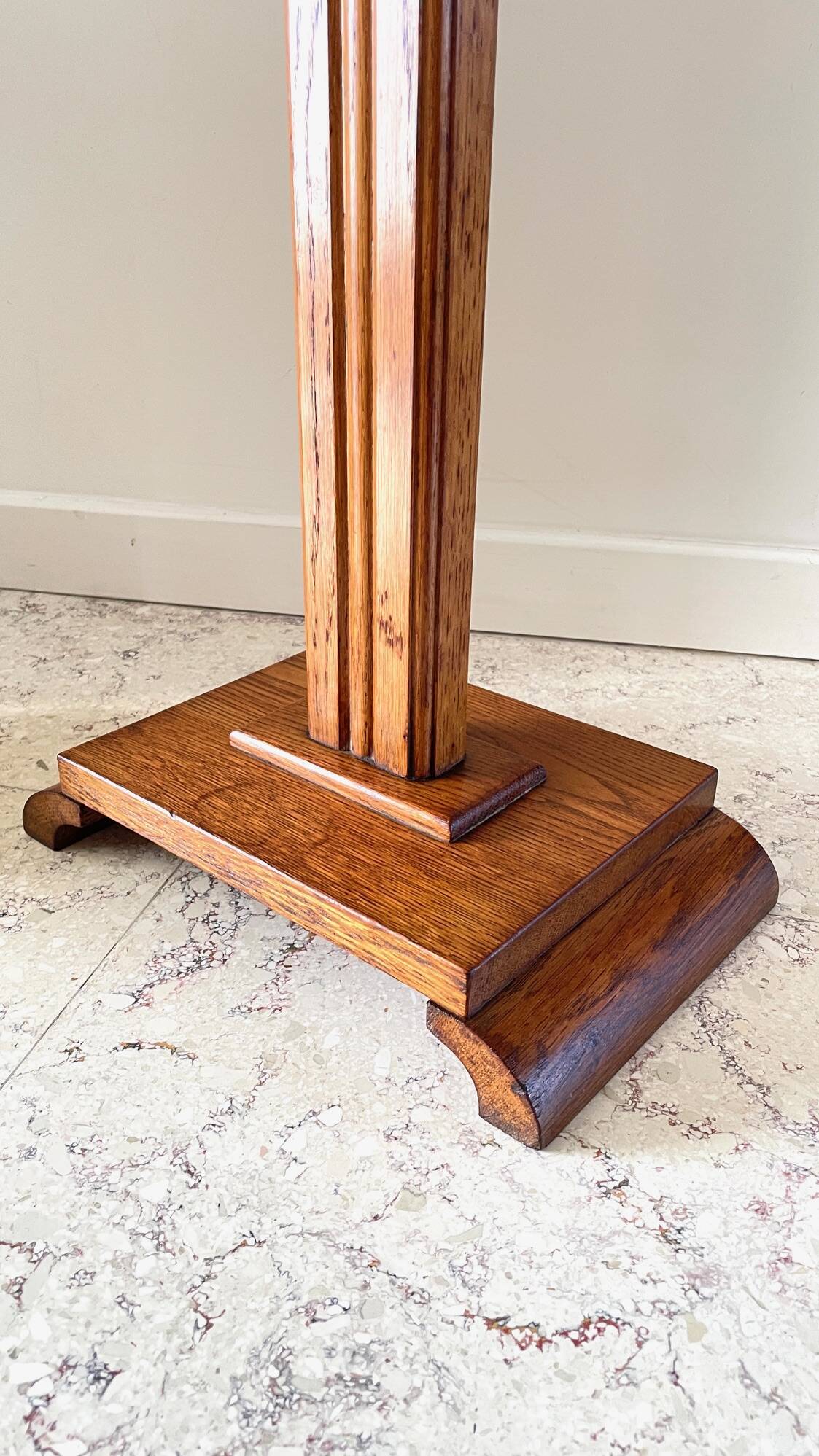 Vintage solid oak saddle plant holder