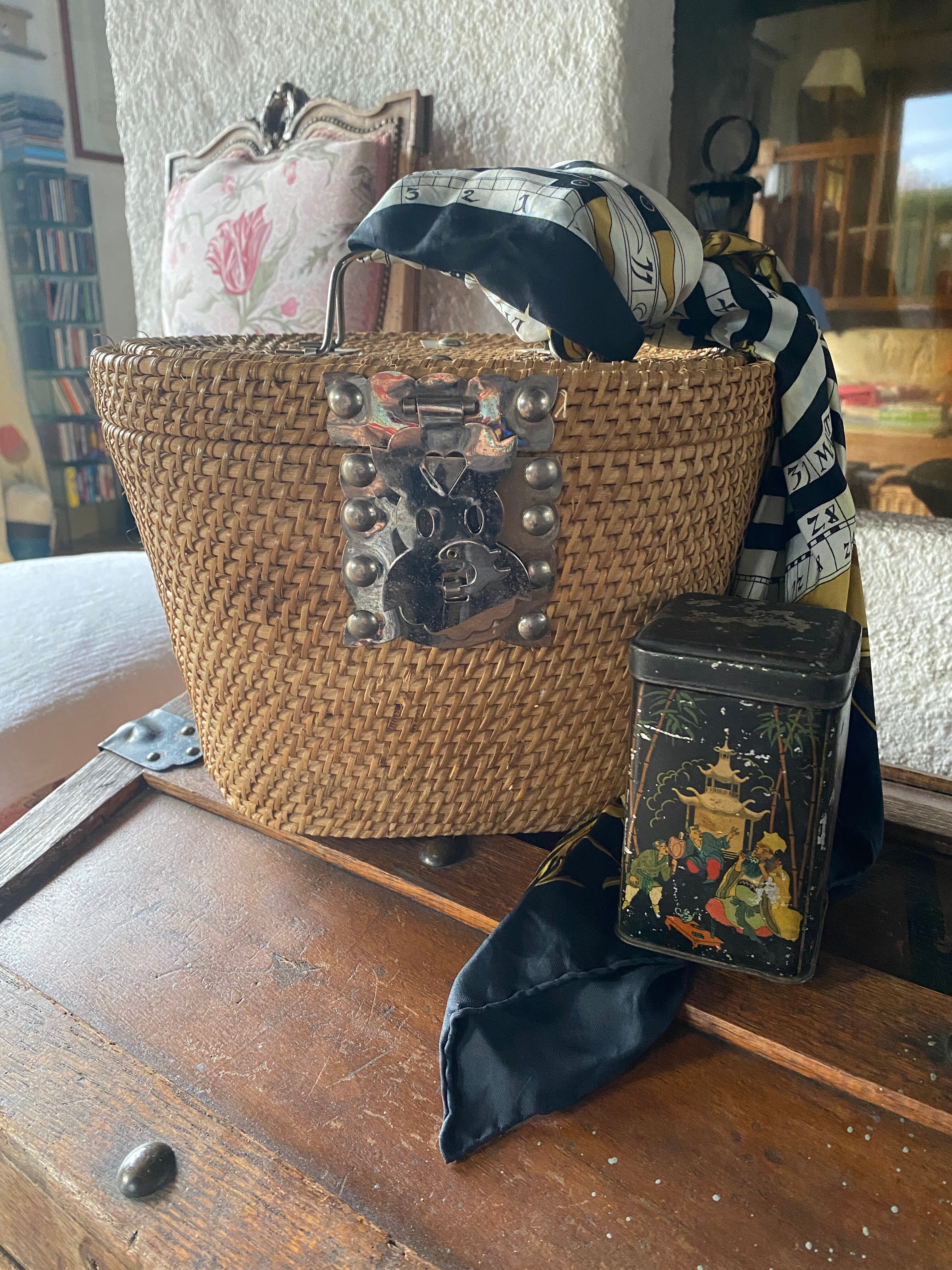 Vintage oriental tea basket