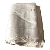 Double bed sheets in mixed fabric with monogram