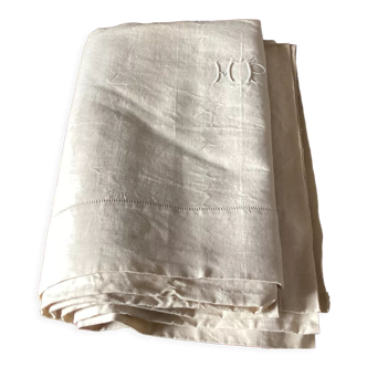 Draps 2 personnes en métis avec monogramme