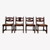 Set of 4 1950s farmhouse and country style chairs in oak with p seat