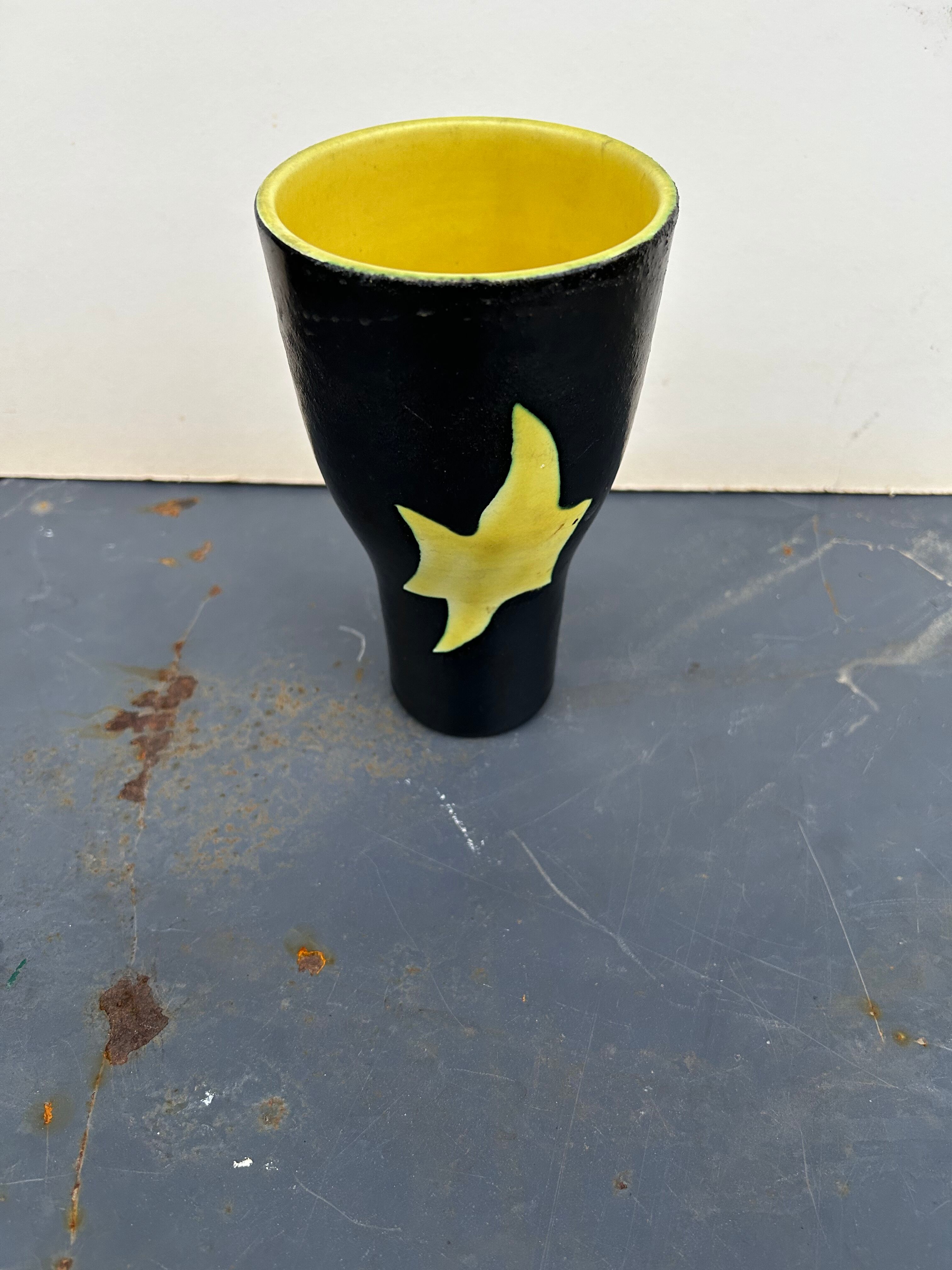 Vintage ceramic vase abstract décor by Elchinger