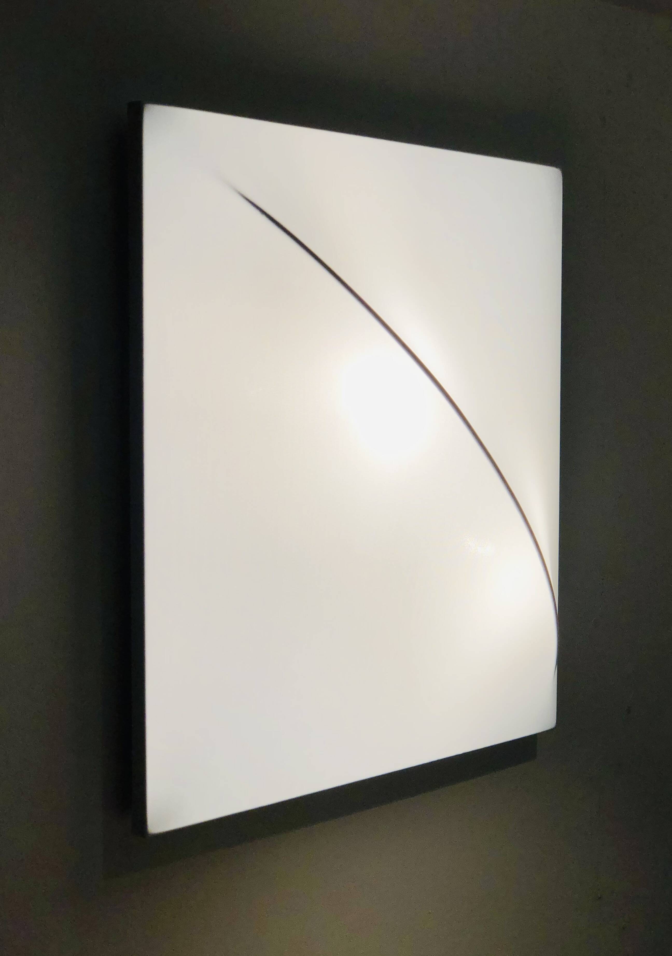 Square wall light with white fabric diffuser, Italy 70s
