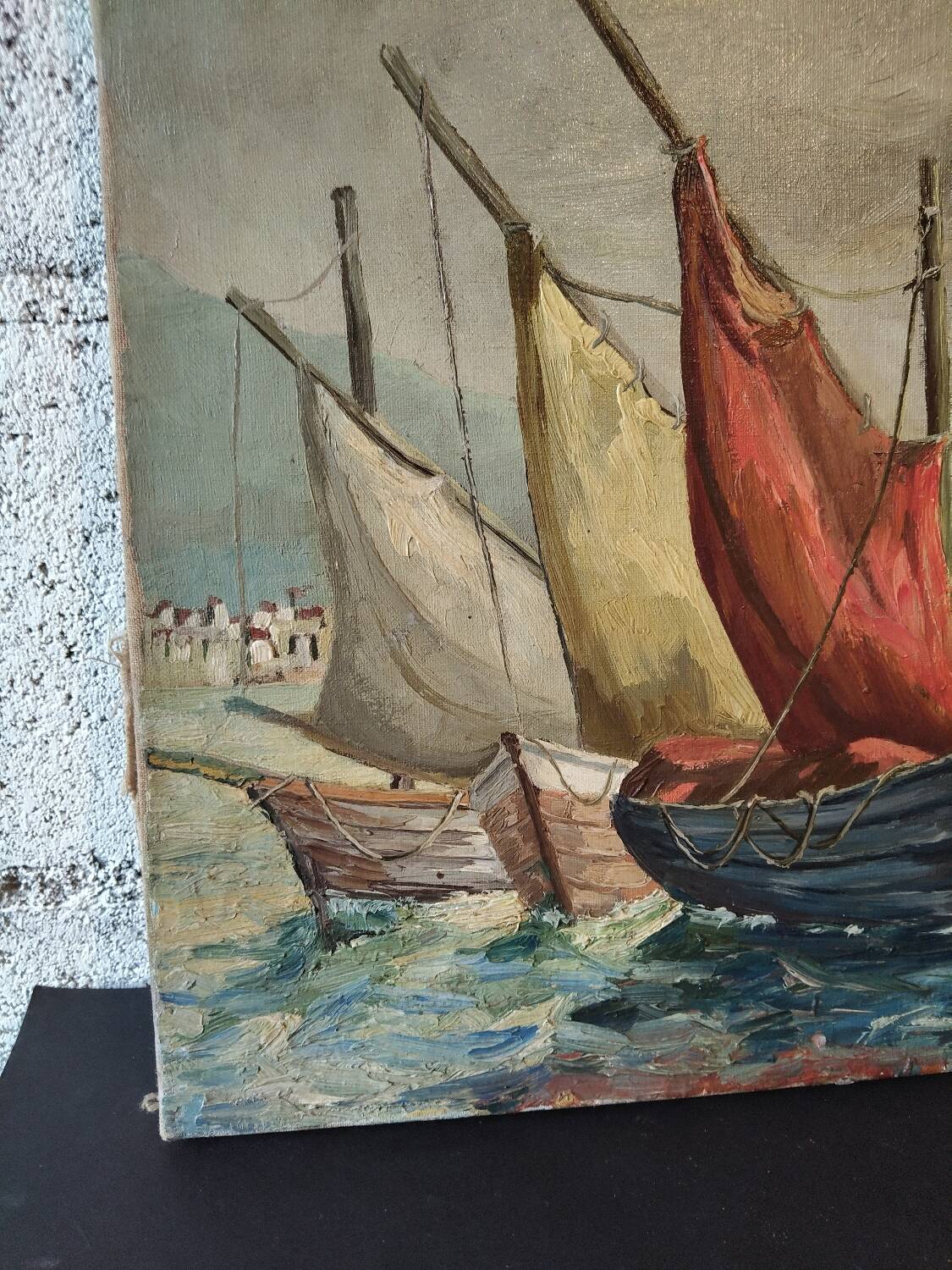 Oil on canvas of a Mediterranean seascape signed MG – 1950s/70s