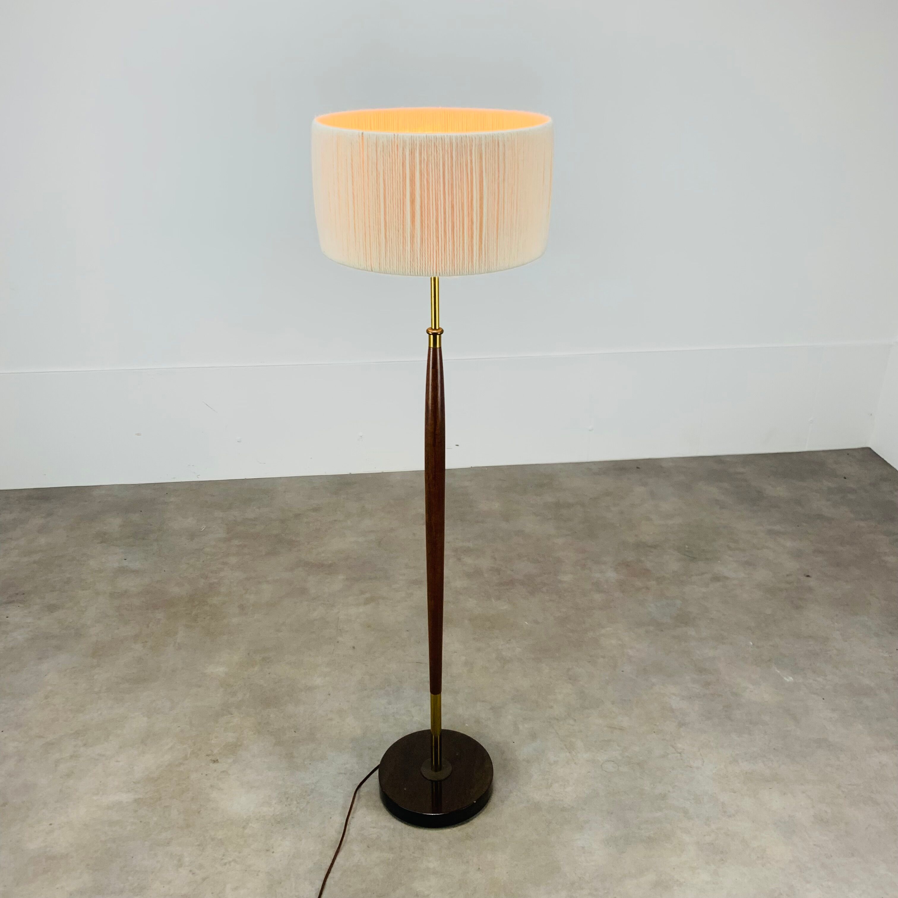 Scandinavian teak and brass floor lamp 60s