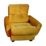 Fauteuil velours jaune