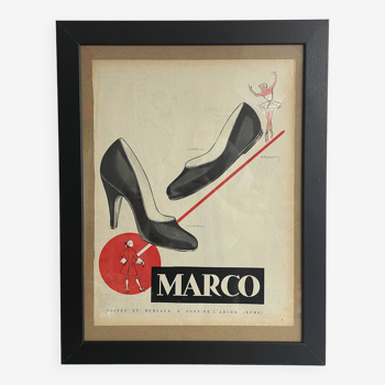 Publicité Vintage chaussures Marco Paris Match 1954