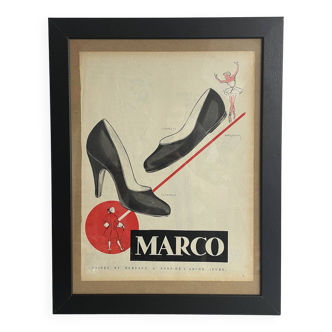 Publicité Vintage chaussures Marco Paris Match 1954