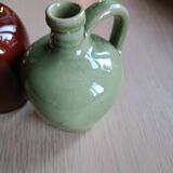 2 small glazed stoneware bottles