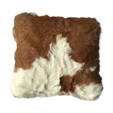 Cow and leather cushion 34x34cm