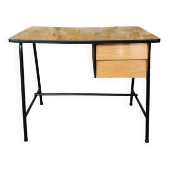 Vintage metal and formica desk with 2 drawers, circa 60's