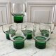 Set of 6 green wine glasses design 70s