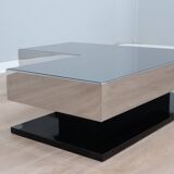 Vintage mirror glass coffee table NY FORM 1960s