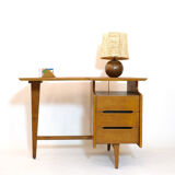 Jacques Hauville, tripod oak desk, 1950