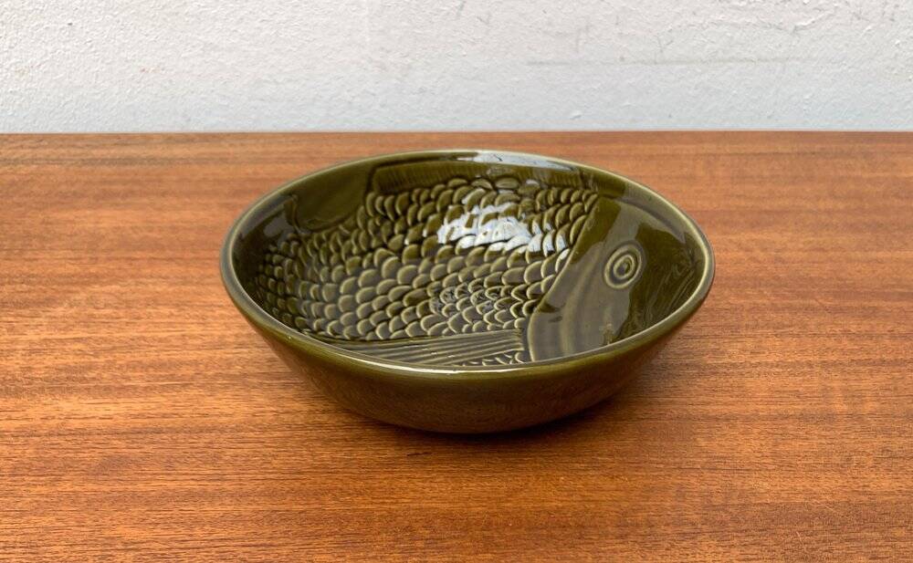 Vintage ceramic bowl with fish pattern by Secla, 1970s.