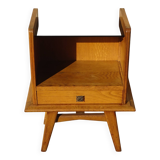 Vintage oak bedside table with splayed legs