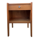 Wooden bedside table, warm tones, vintage, 1950s.