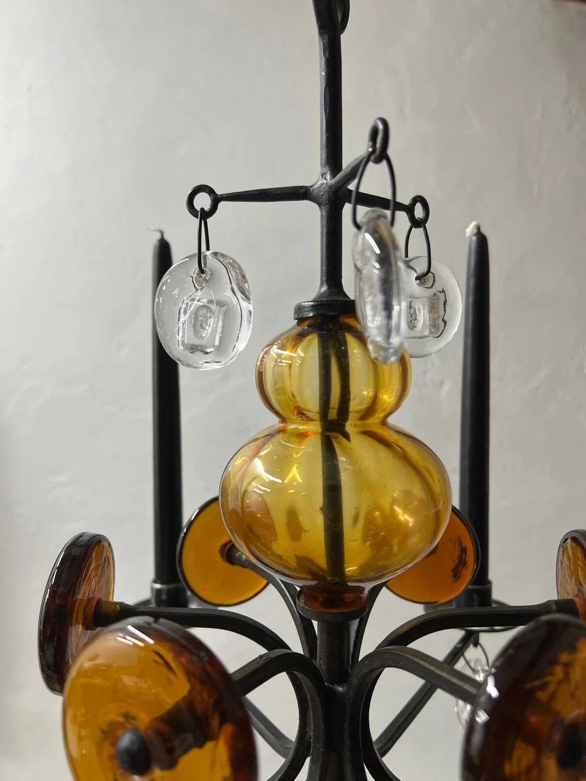 Art glass chandelier | Erik Höglund for Boda | Sweden | 1970s