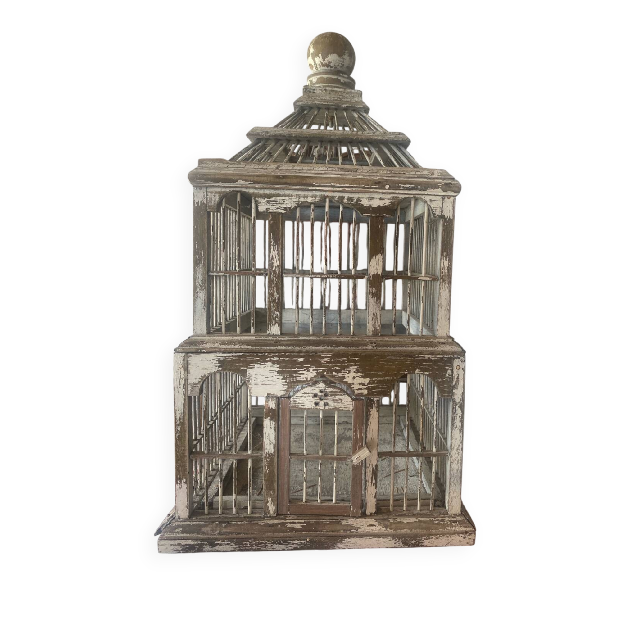 Large antique wooden birdcage