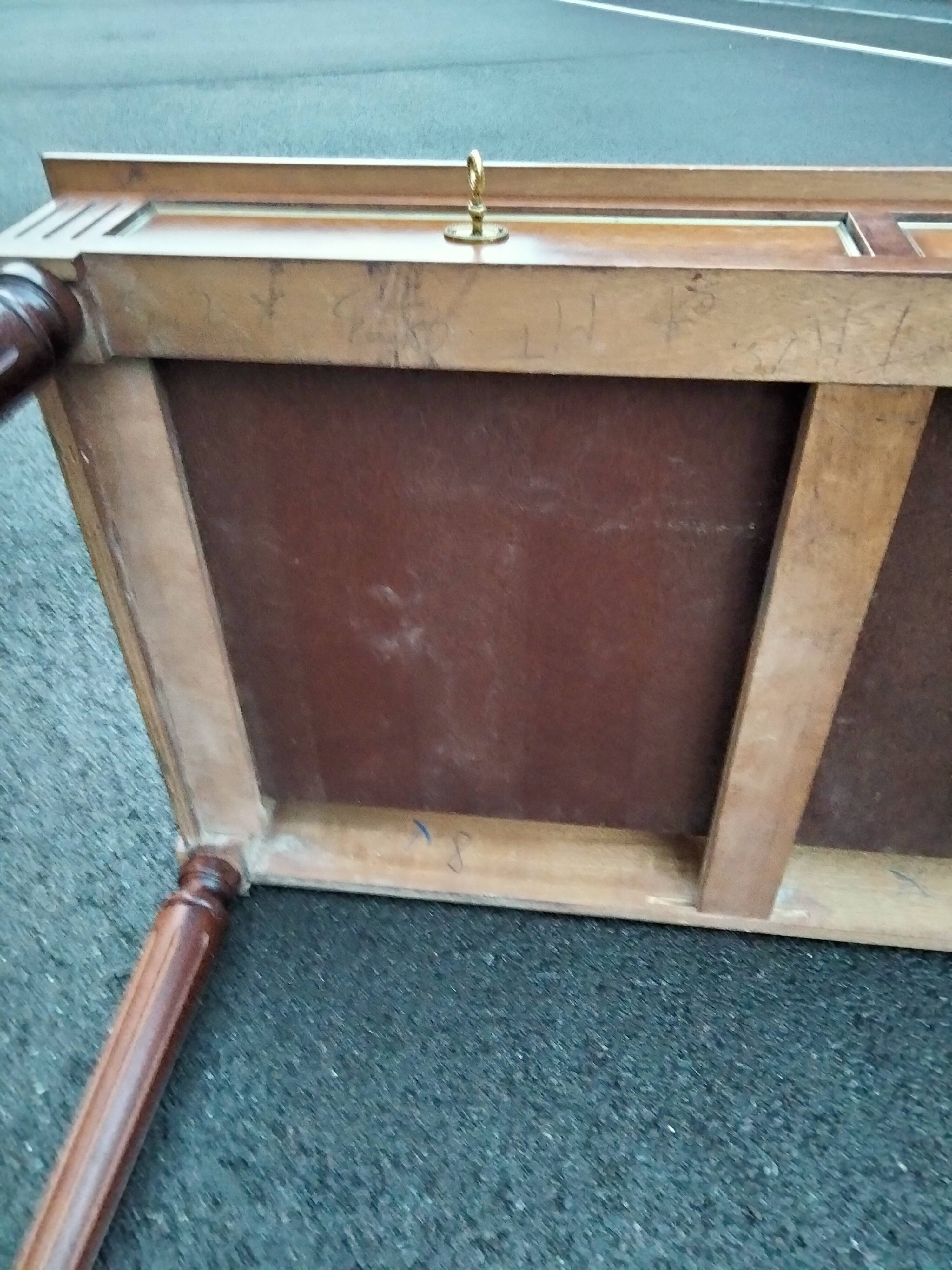 Old style flat desk louis xvi leather tray with 2 pulls