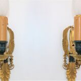 Paire appliques en bronze doré de style empire cygne triomphant