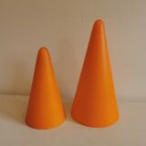 Table lamps, model Teepee, from the 80s in double-layer glass (orange and milky white)