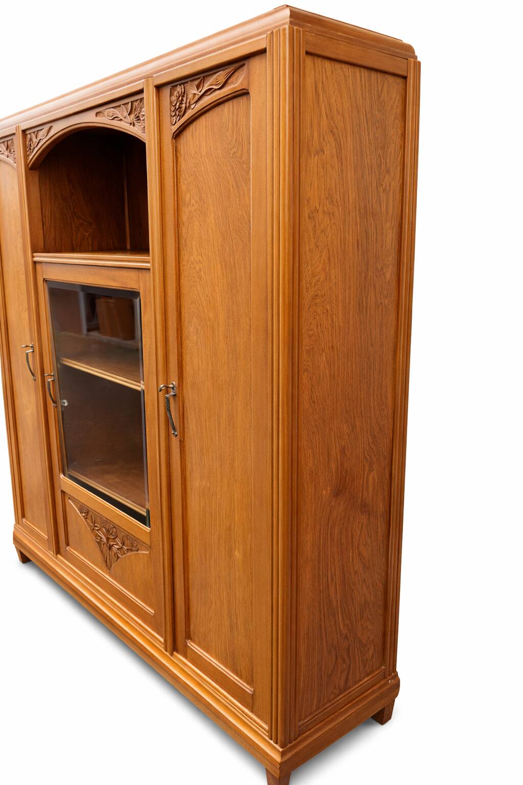 French Art Deco vintage library display cabinet 1930 Mahogany