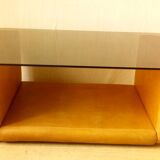 Coffee table in leather Roche Bobois years 70/80