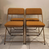 Foldable Lafuma chairs striped fabric and golden base