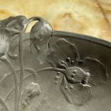 Art Nouveau dish with poppy motifs in pewter