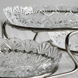 Metal and crystal server, crystal ramekins.