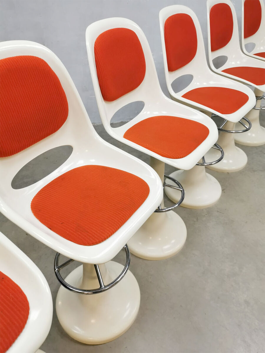Tabourets de bar tulipes vintage space age 'duo tone'
