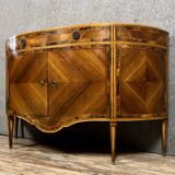 Important Louis XVI chest of drawers with half-moon marquetry doors