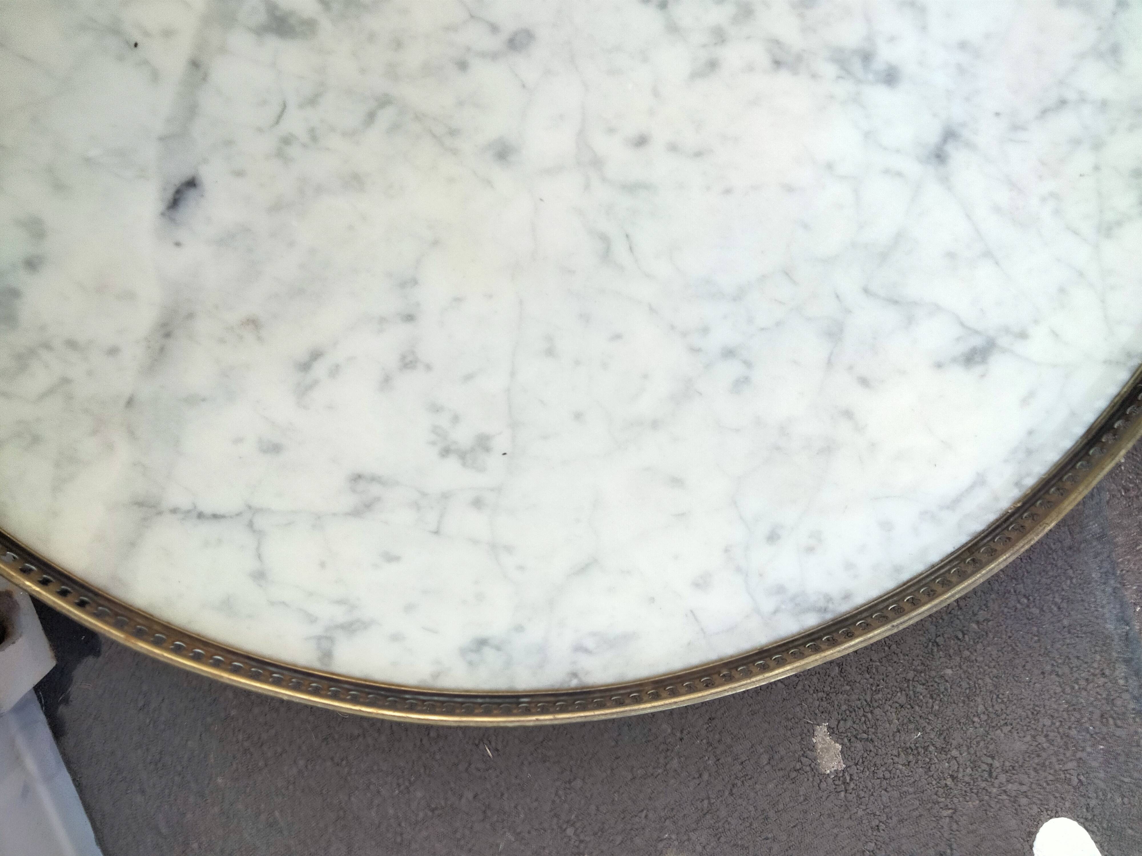 High table old hot water bottle Louis XVI style with marble top