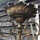 Antique French Napoleon III Brass & Bronze Opaline Glass Ceiling Light