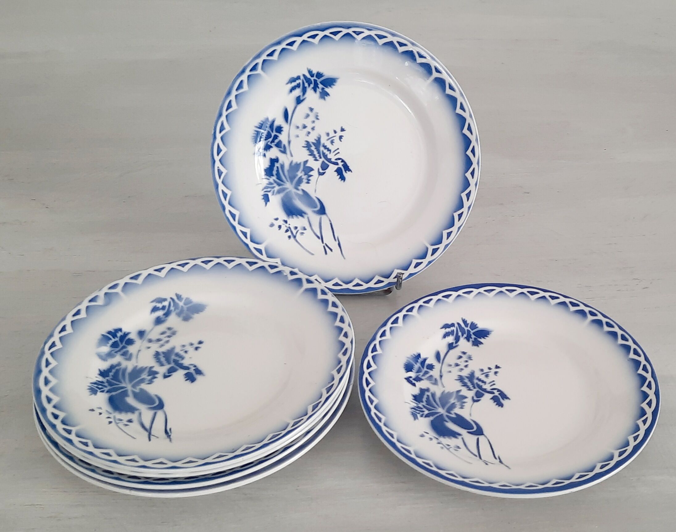 6 dessert or cheese plates in old earthenware Digoin Sarreguemines - Model Annick - Vintage