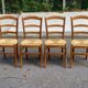 Lot de 4 chaises campagnard bois massif paillées 1980