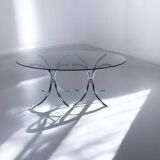 Table ovale vintage en verre fumé