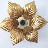 Wall sconce lamp leaves golden metal 30cm